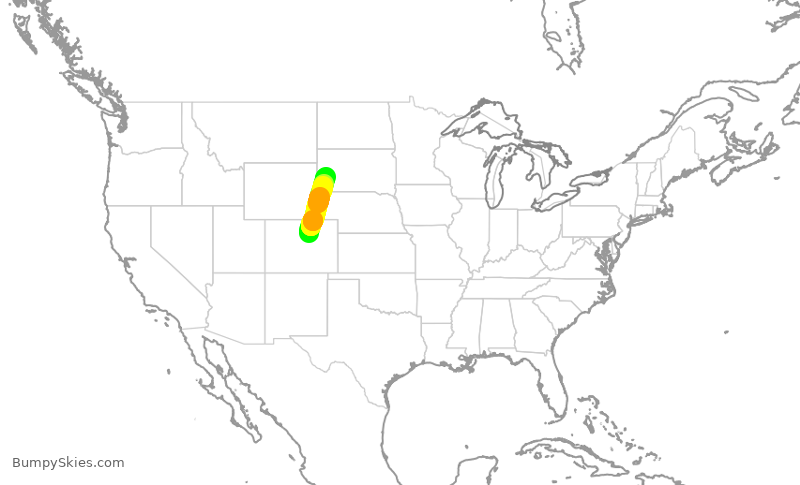 Turbulence forecast map for UAL2781, DEN to RAP