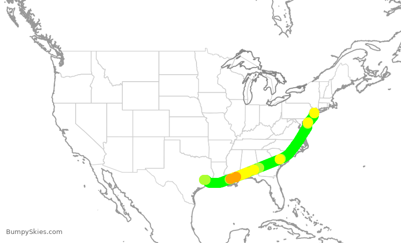 Turbulence forecast map for UAL2782, EWR to IAH