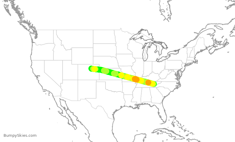 Turbulence forecast map for UAL2787, DEN to TYS