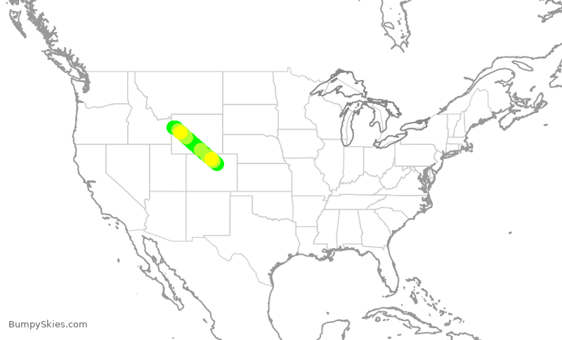 Turbulence forecast map for UAL2791, JAC to DEN
