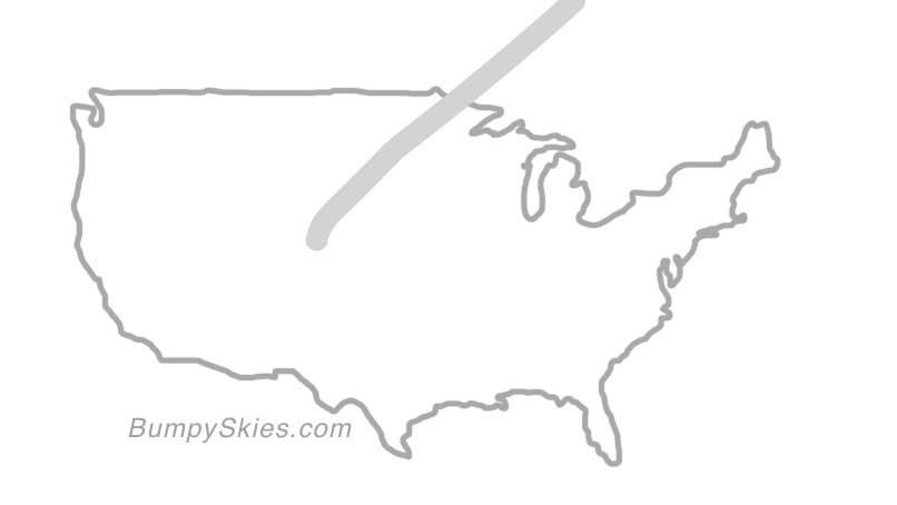 Map of continental US with illustrated flight path and turbulence forecast (described in text below)