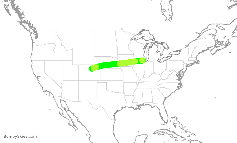 Turbulence forecast map for UAL2803, ORD to DEN