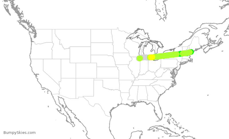 Turbulence forecast map for UAL2804, ORD to PWM