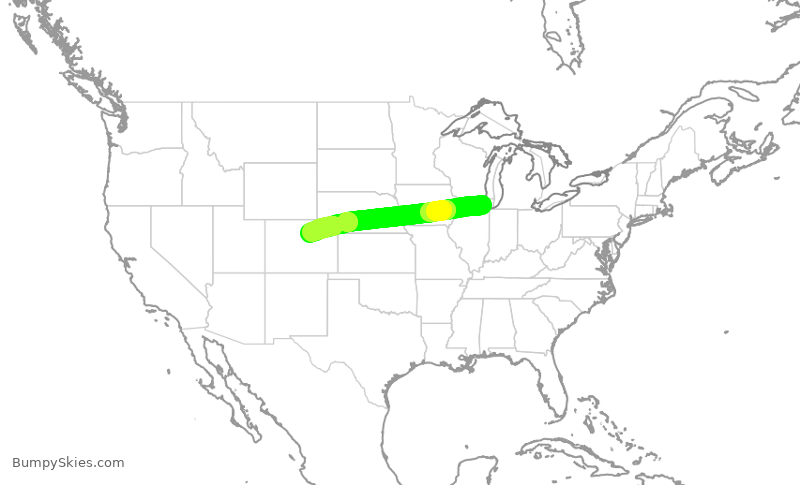 Turbulence forecast map for UAL2806, ORD to DEN