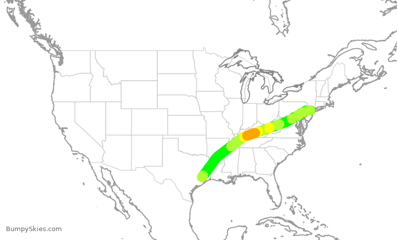 Turbulence forecast map for UAL2815, EWR to IAH