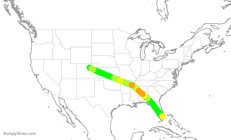 Turbulence forecast map for UAL2816, FLL to DEN