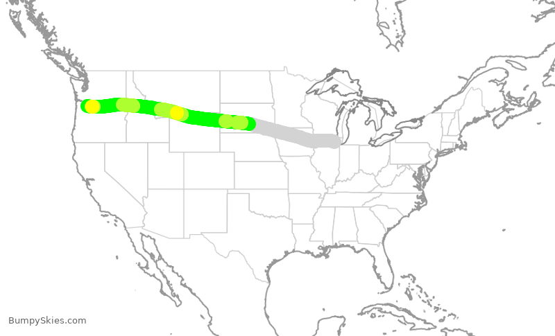 Turbulence forecast map for UAL2817, ORD to PDX