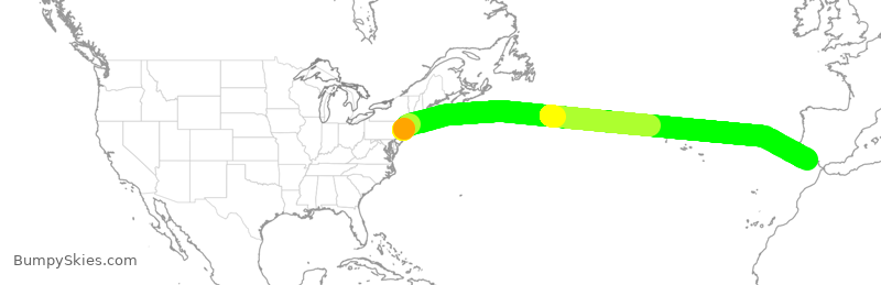 Turbulence forecast map for UAL281, EWR to FAO