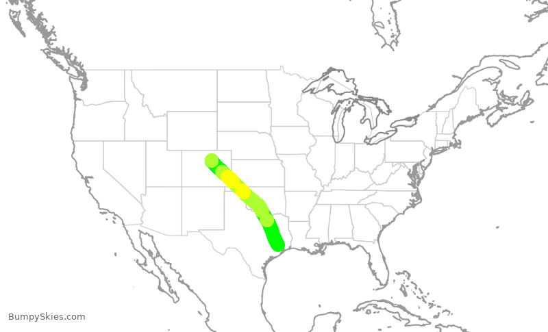 Turbulence forecast map for UAL281, IAH to DEN