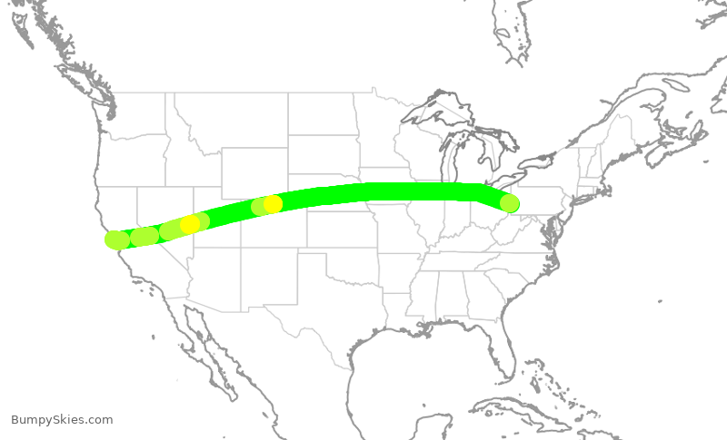 Turbulence forecast map for UAL2820, PIT to SFO