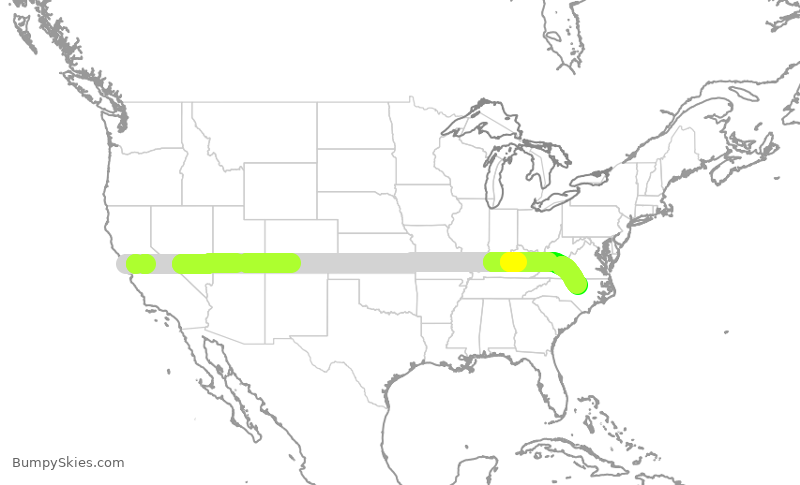 Turbulence forecast map for UAL2824, SFO to PHL