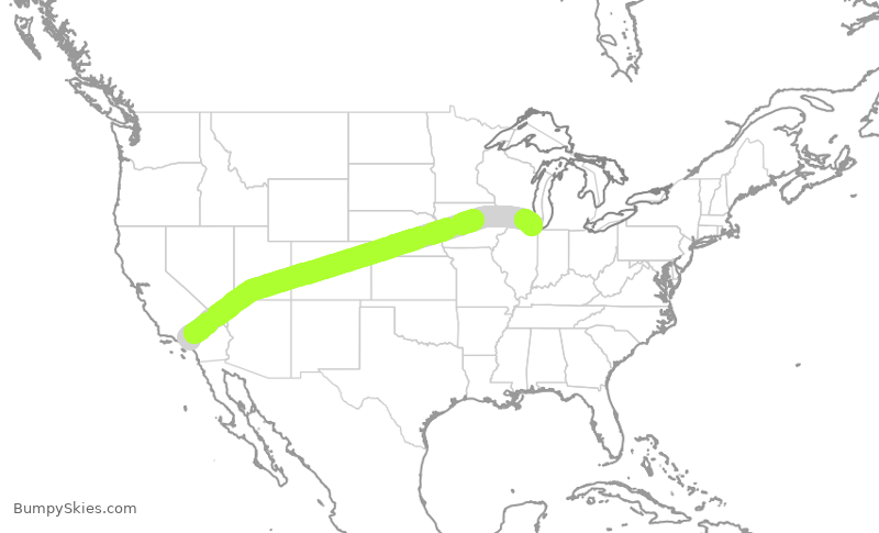 Turbulence forecast map for UAL2826, ONT to ORD