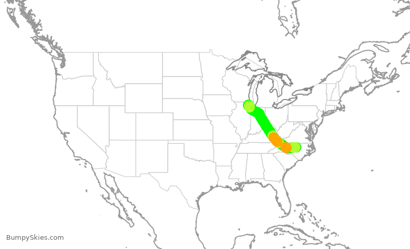 Turbulence forecast map for UAL2826, RDU to ORD