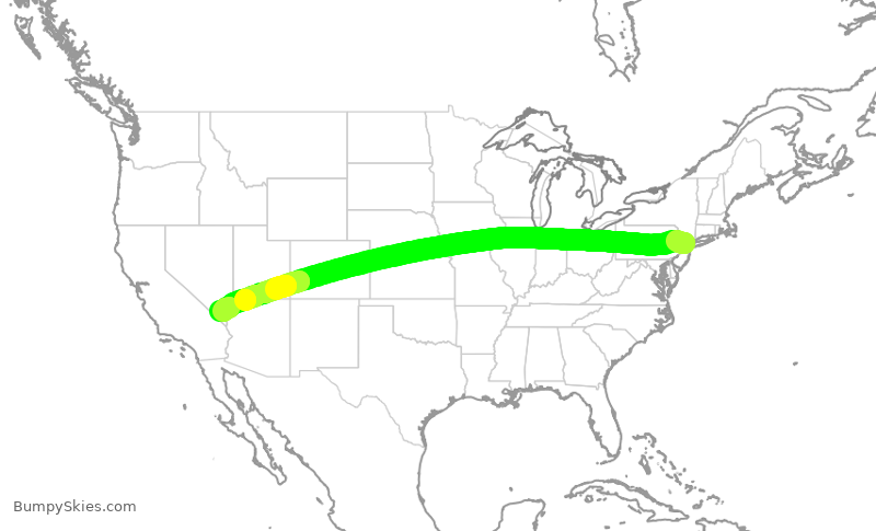 Turbulence forecast map for UAL2828, EWR to LAS