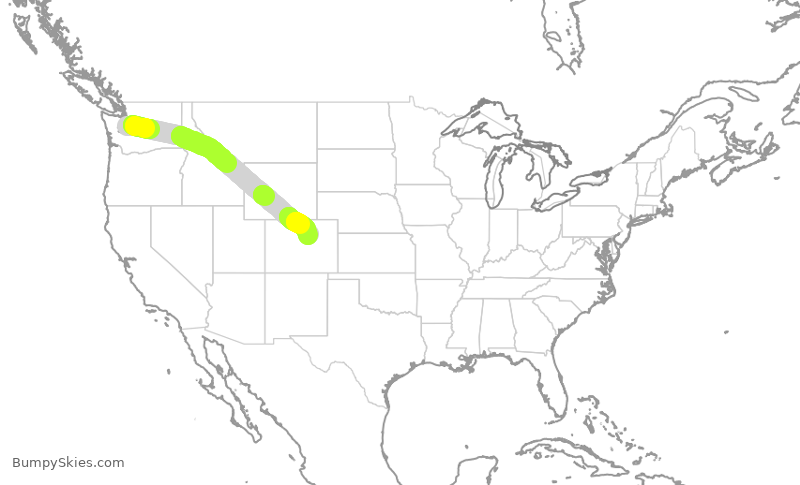 Turbulence forecast map for UAL2832, SEA to DEN