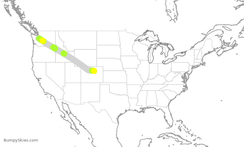 Turbulence forecast map for UAL2833, DEN to SEA