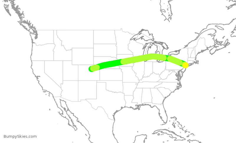 Turbulence forecast map for UAL2834, LGA to DEN