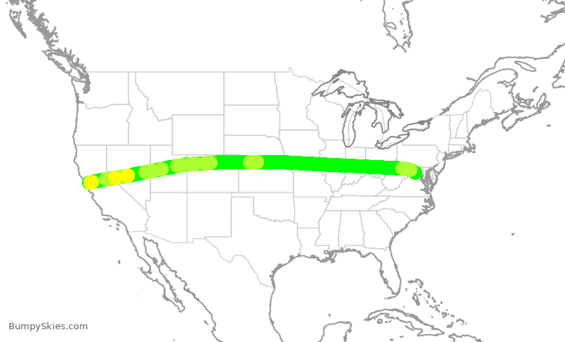 Turbulence forecast map for UAL2837, SFO to IAD