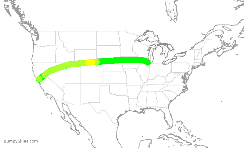 Turbulence forecast map for UAL2839, SFO to ORD