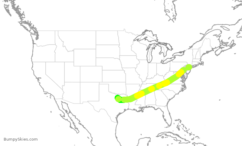 Turbulence forecast map for UAL2840, EWR to DFW