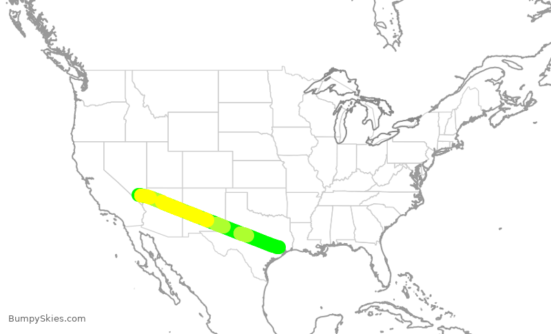 Turbulence forecast map for UAL2840, LAS to IAH