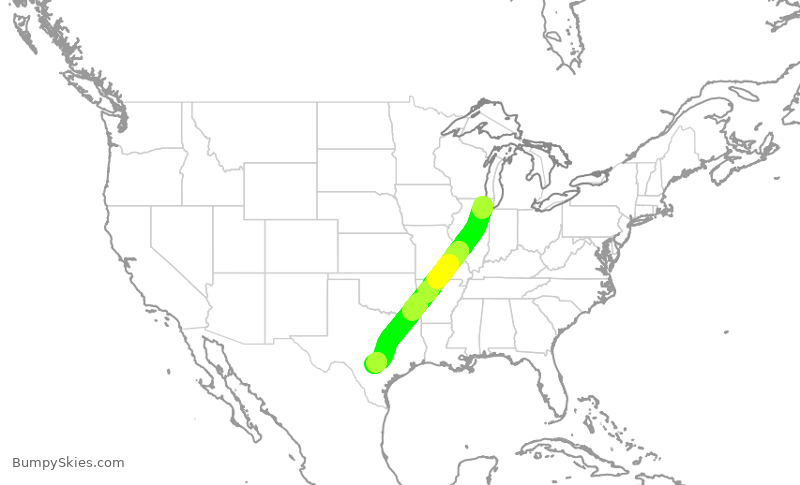 Turbulence forecast map for UAL2844, ORD to SAT