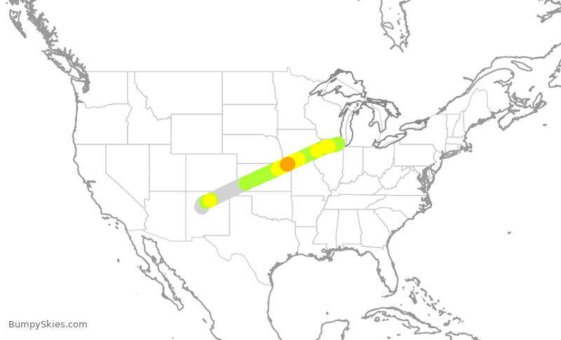 Turbulence forecast map for UAL2846, ORD to ABQ