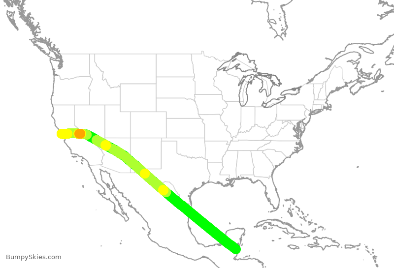 Turbulence forecast map for UAL2850, ZBZ to SFO
