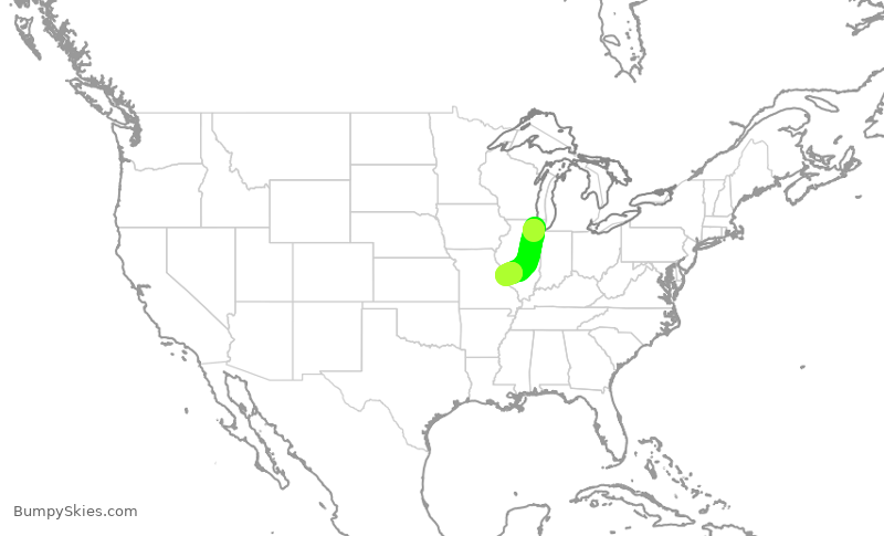 Turbulence forecast map for UAL2851, ORD to STL