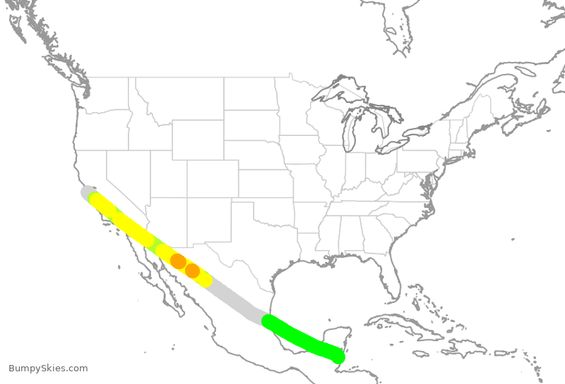 Turbulence forecast map for UAL2851, SFO to ZBZ