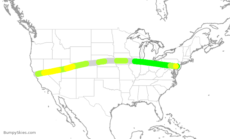Turbulence forecast map for UAL2854, SFO to PHL