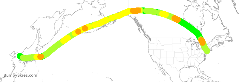 Turbulence forecast map for UAL285, EWR to ICN