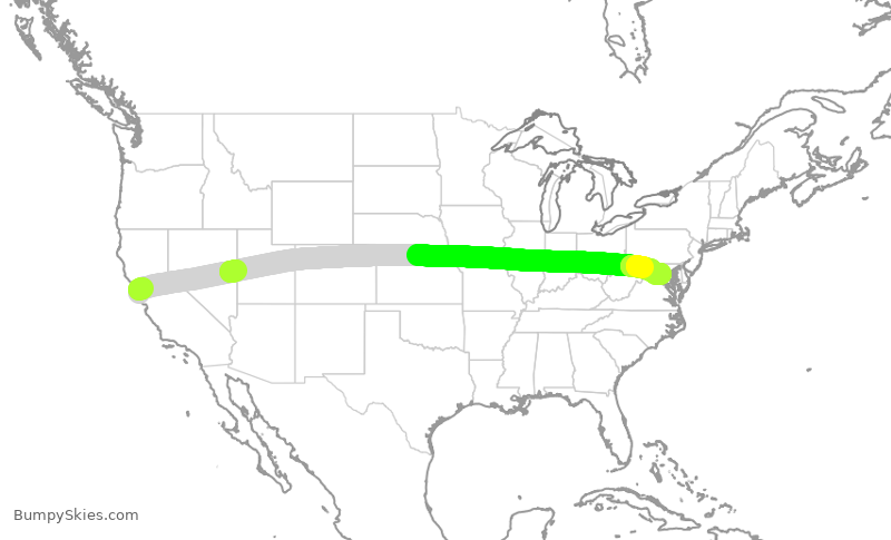 Turbulence forecast map for UAL2861, SFO to IAD