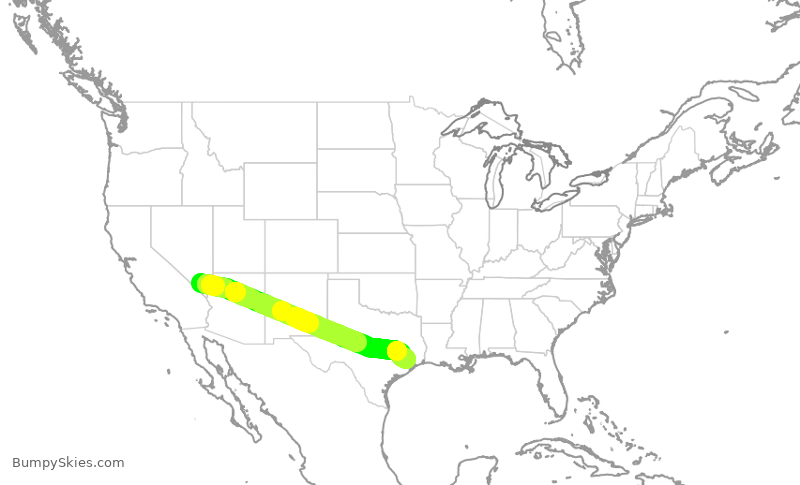 Turbulence forecast map for UAL2864, LAS to IAH