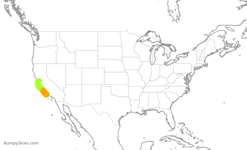 Turbulence forecast map for UAL2866, SFO to SBA