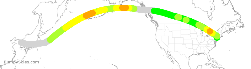 Turbulence forecast map for UAL286, ICN to EWR