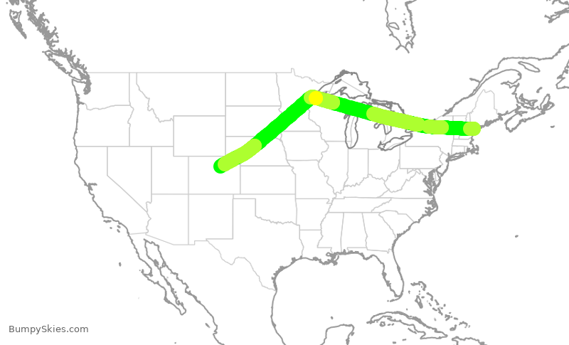 Turbulence forecast map for UAL287, PWM to DEN
