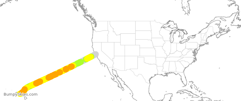 Turbulence forecast map for UAL300, SFO to HNL