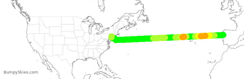 Turbulence forecast map for UAL3010, OPO to EWR