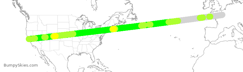 Turbulence forecast map for UAL3011, CDG to SFO