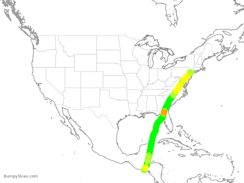 Turbulence forecast map for UAL3012, SAL to EWR