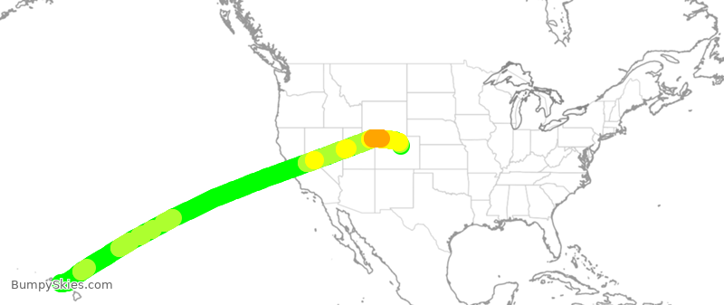 Turbulence forecast map for UAL3019, HNL to DEN