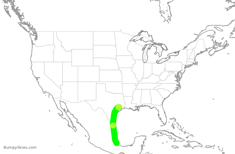 Turbulence forecast map for UAL3022, VER to IAH