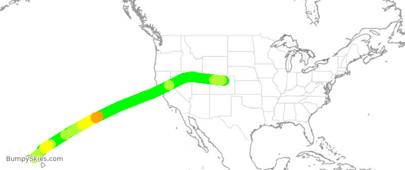 Turbulence forecast map for UAL3027, DEN to HNL