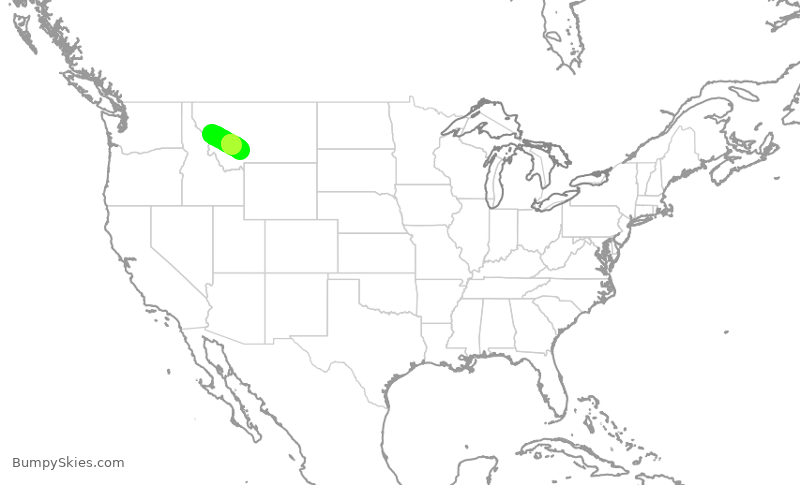 Turbulence forecast map for UAL3032, MSO to BZN