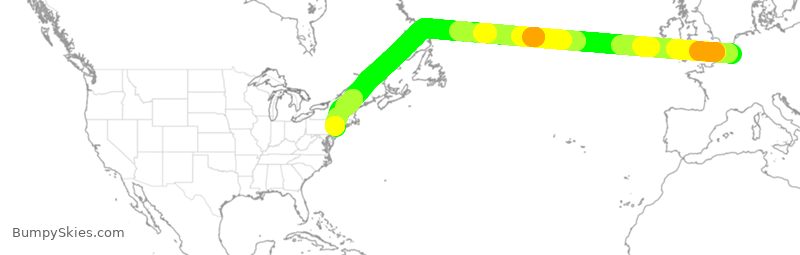 Turbulence forecast map for UAL3033, BBR to EWR