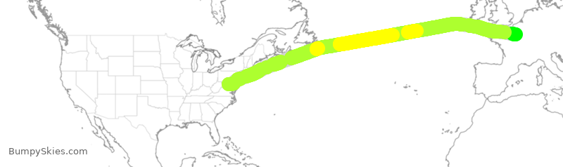 Turbulence forecast map for UAL3039, IAD to CDG