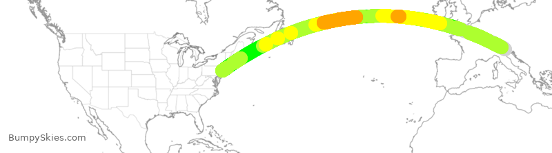 Turbulence forecast map for UAL3043, VCE to EWR