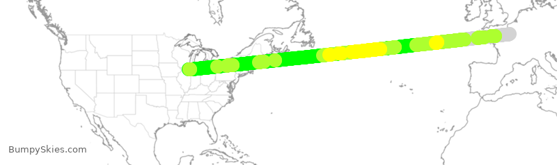 Turbulence forecast map for UAL3046, CDG to ORD