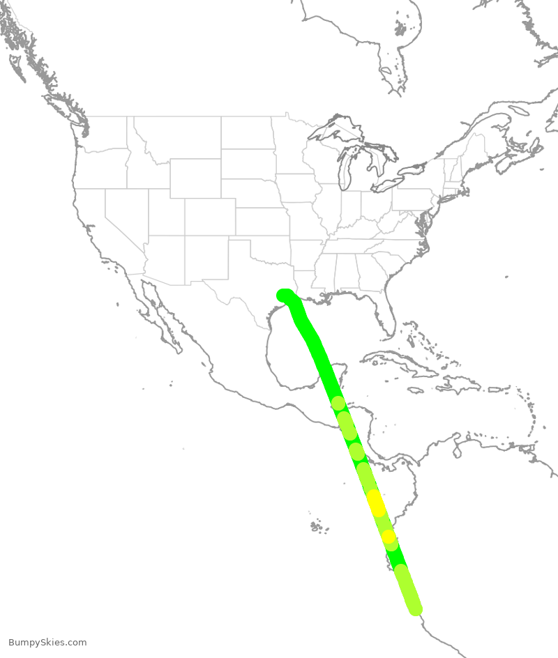 Turbulence forecast map for UAL3046, SPJC to IAH